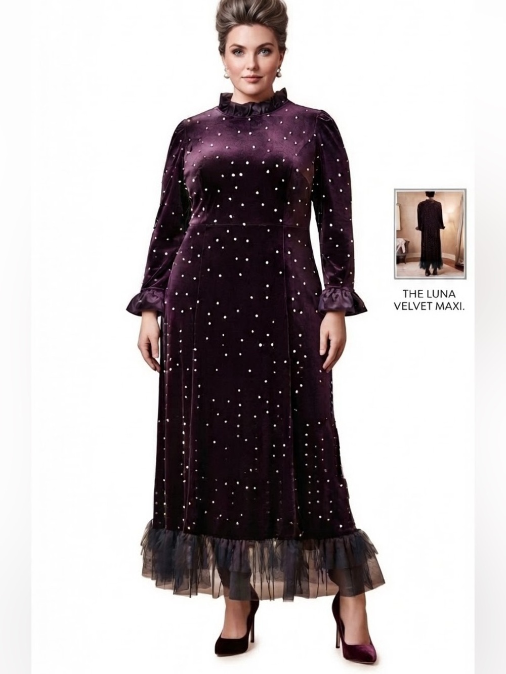 Sun fere Black Velvet Maxi Dress